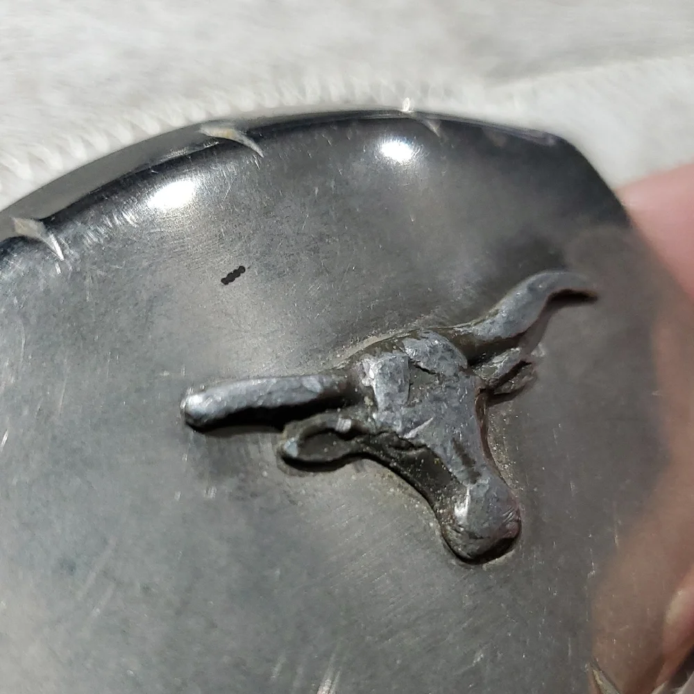 Vintage Silver Bullhead Longhorn Belt Buckle